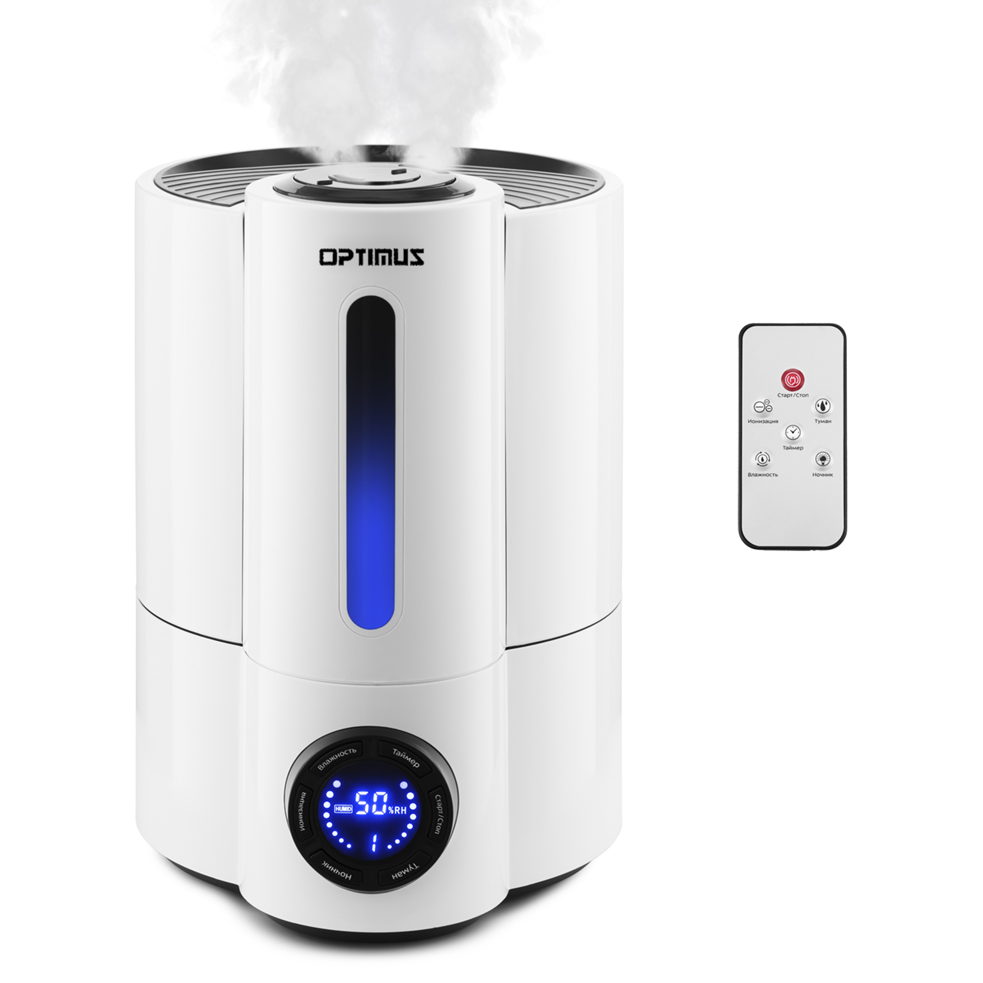 Optimus U-31012 2.0 Gallon Output Cool Mist Ultrasonic Humidifier, Digital Remote Control, 12 Hours Timer, Tank Empty Auto Shut Off Switch, Adjustable 250~300 ml/h, 600 sqft space, Quiet Operation, Aroma Bottle on Top, Carbon Filter on Base